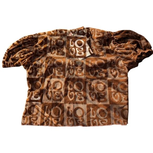 NWT House of Sunny CASA AMOR mocha brown velvet sheer TOP - Picture 4 of 10